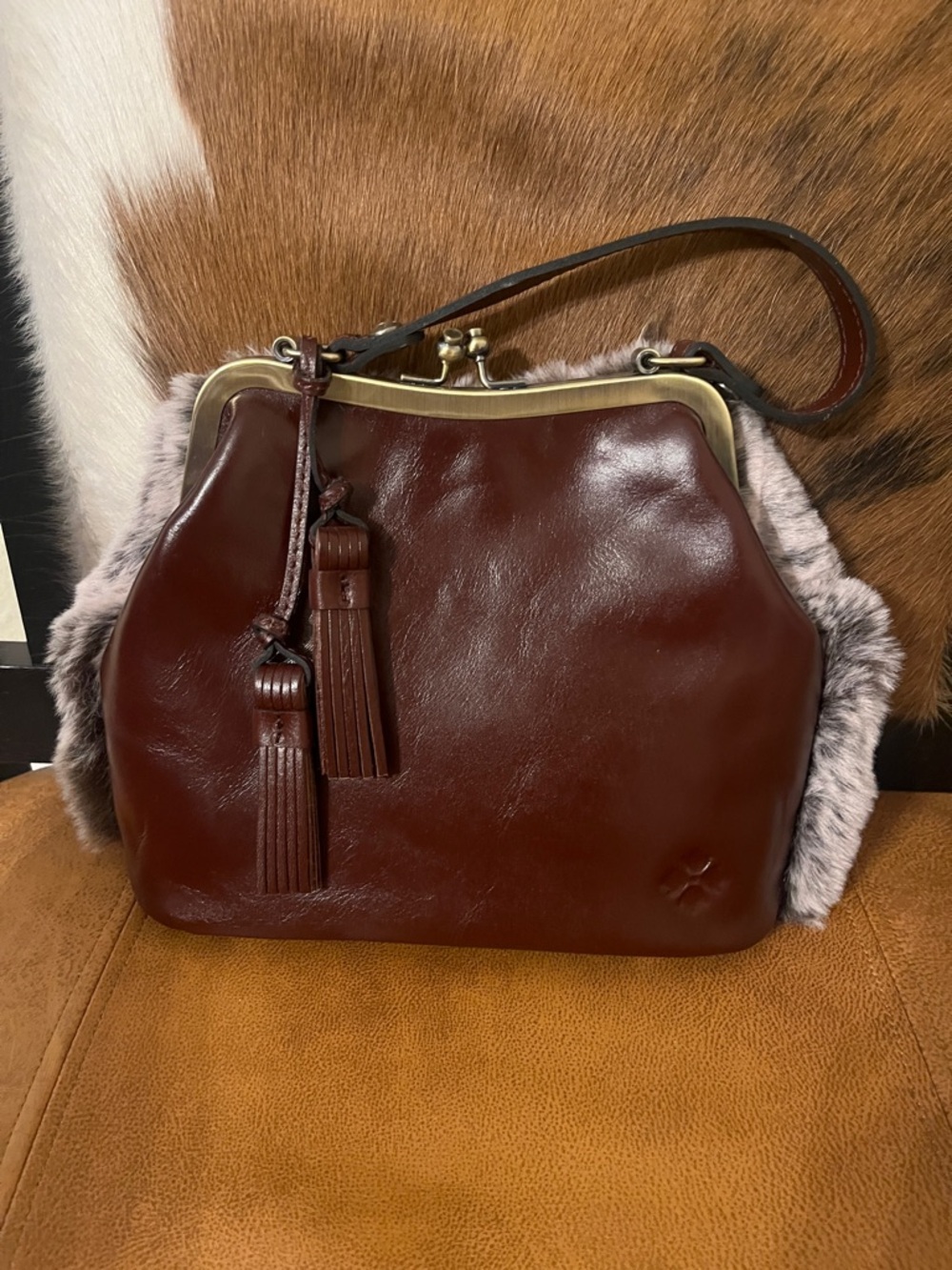 Patricia Nash Laureana faux fur frame bag
